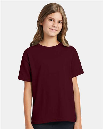 Hanes 5370 Maroon — on model front