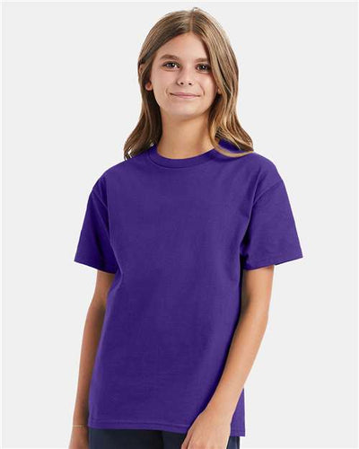 Hanes 5450 Purple — on model front