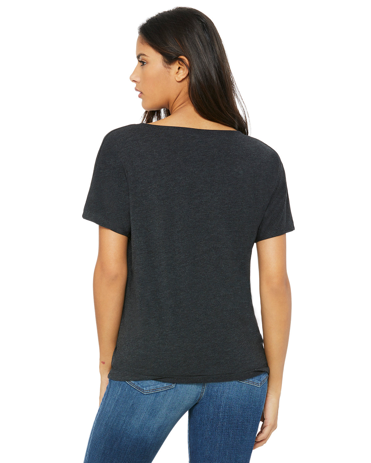 Women's Slouchy V-Neck T-Shirt - Charcoal Black Triblend