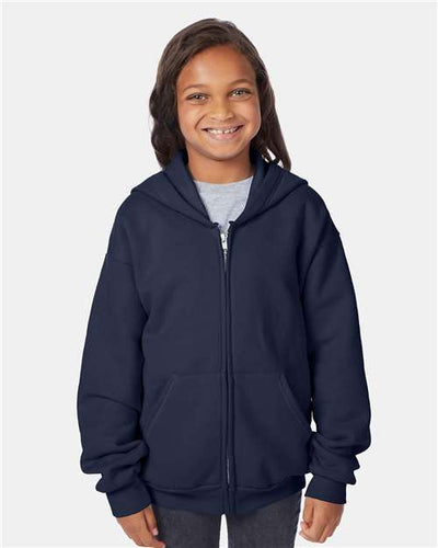 Hanes P480 Navy — on model front