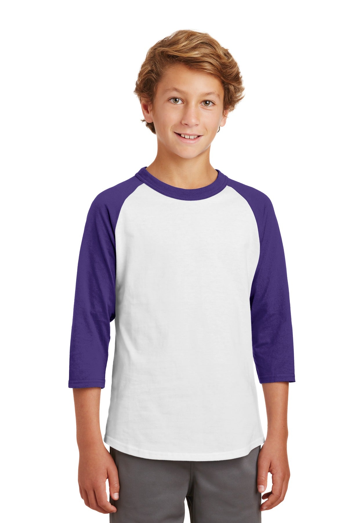 Youth Colorblock Raglan Jersey - White / Purple