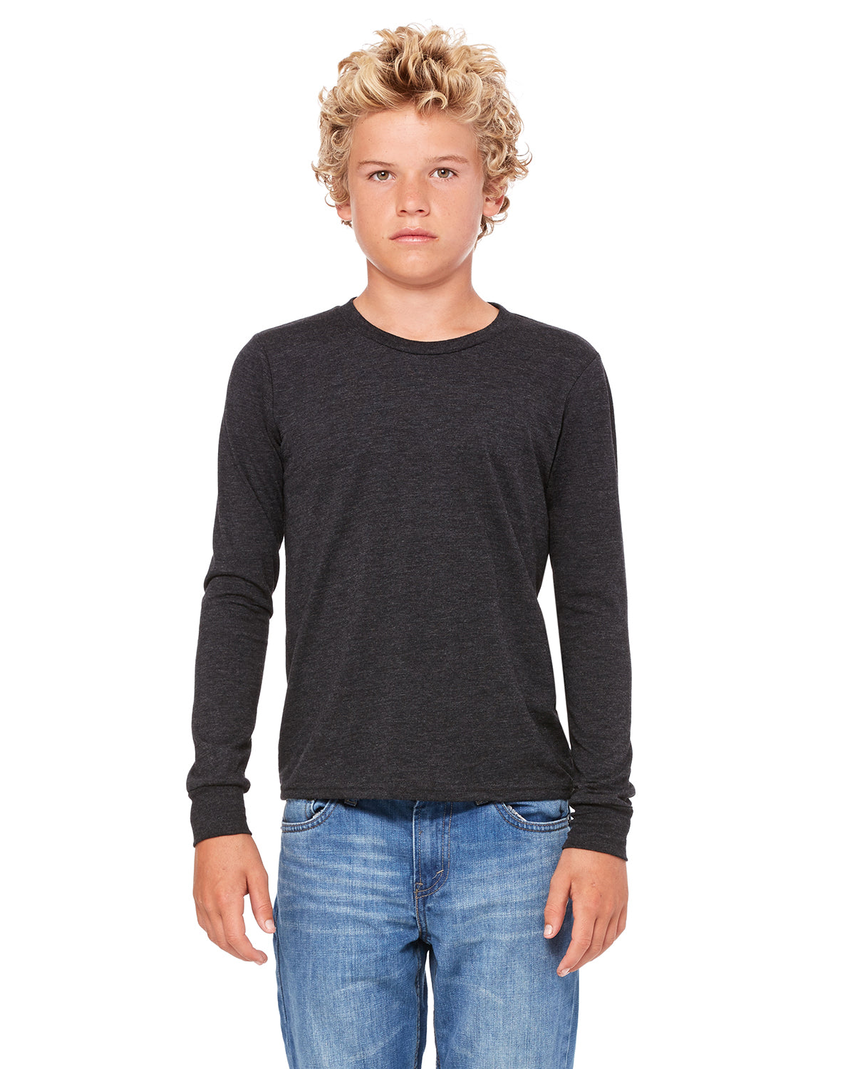 Youth Heather CVC Long Sleeve Tee - Heather Dark Gray