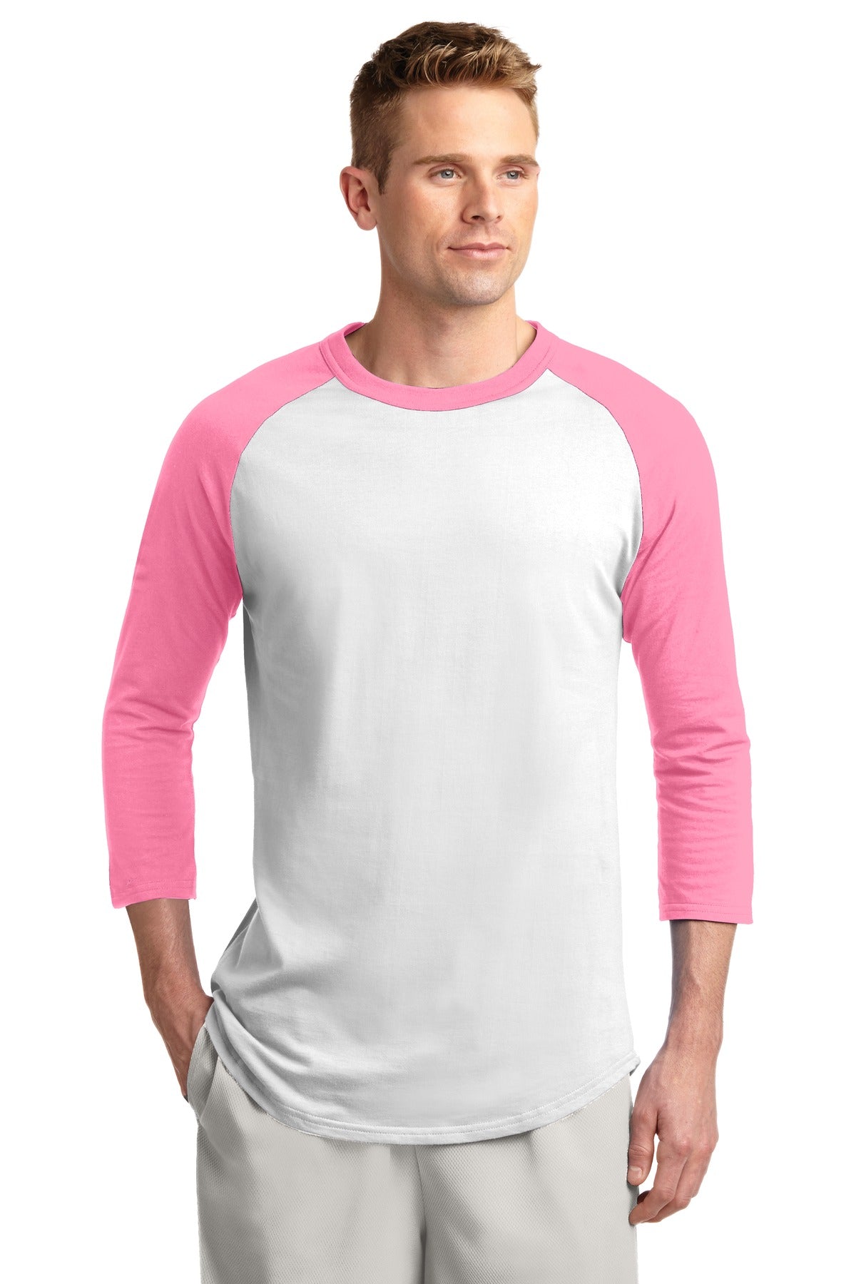 Unisex Colorblock Raglan Jersey - White / Bright Pink