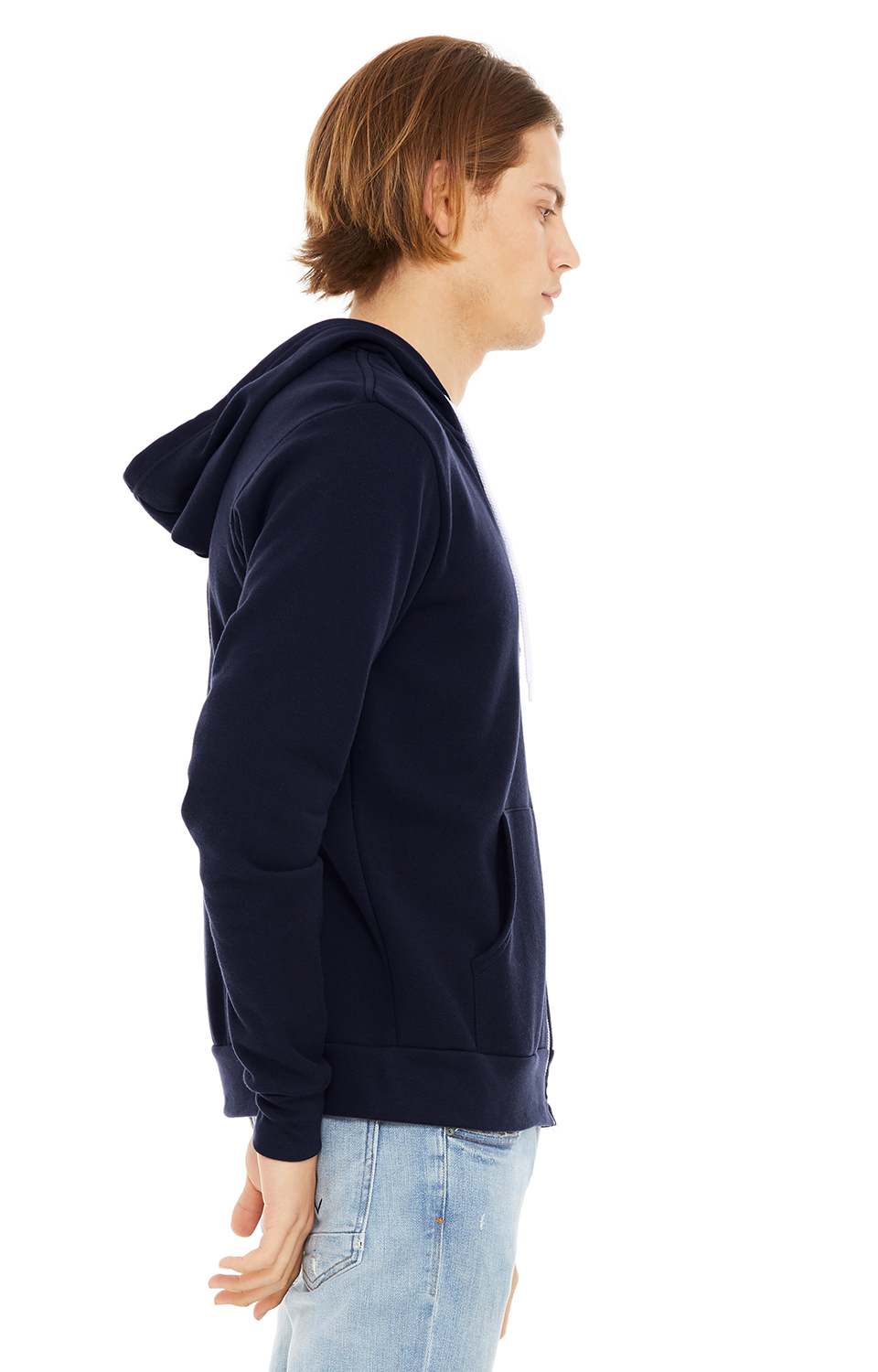 Unisex Poly-Cotton Sponge Fleece Full-Zip Hoodie - Navy