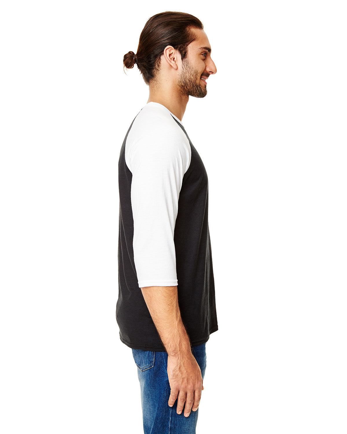 Unisex Triblend 3/4-Sleeve Raglan T-Shirt - Black / White