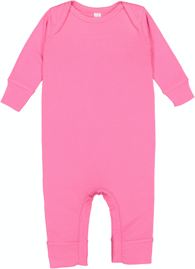 Infant Long-Sleeve Baby Rib Coverall - Raspberry