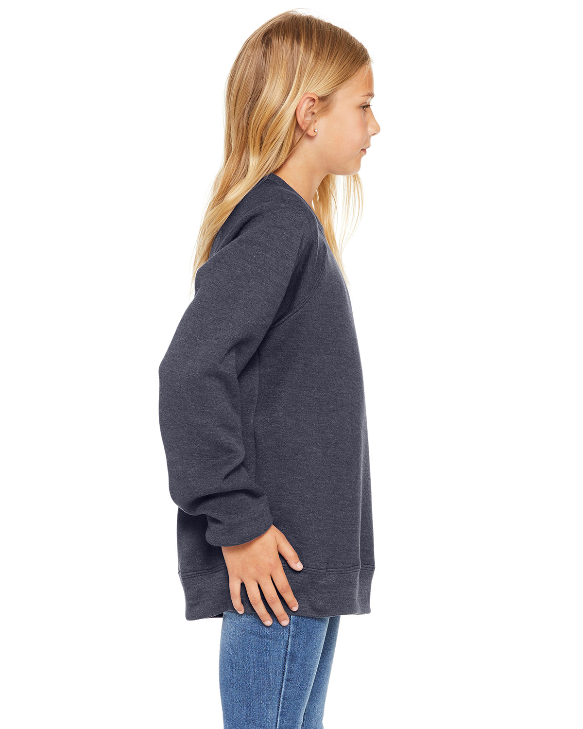 Youth Sponge Fleece Raglan Sweatshirt - Heather Navy