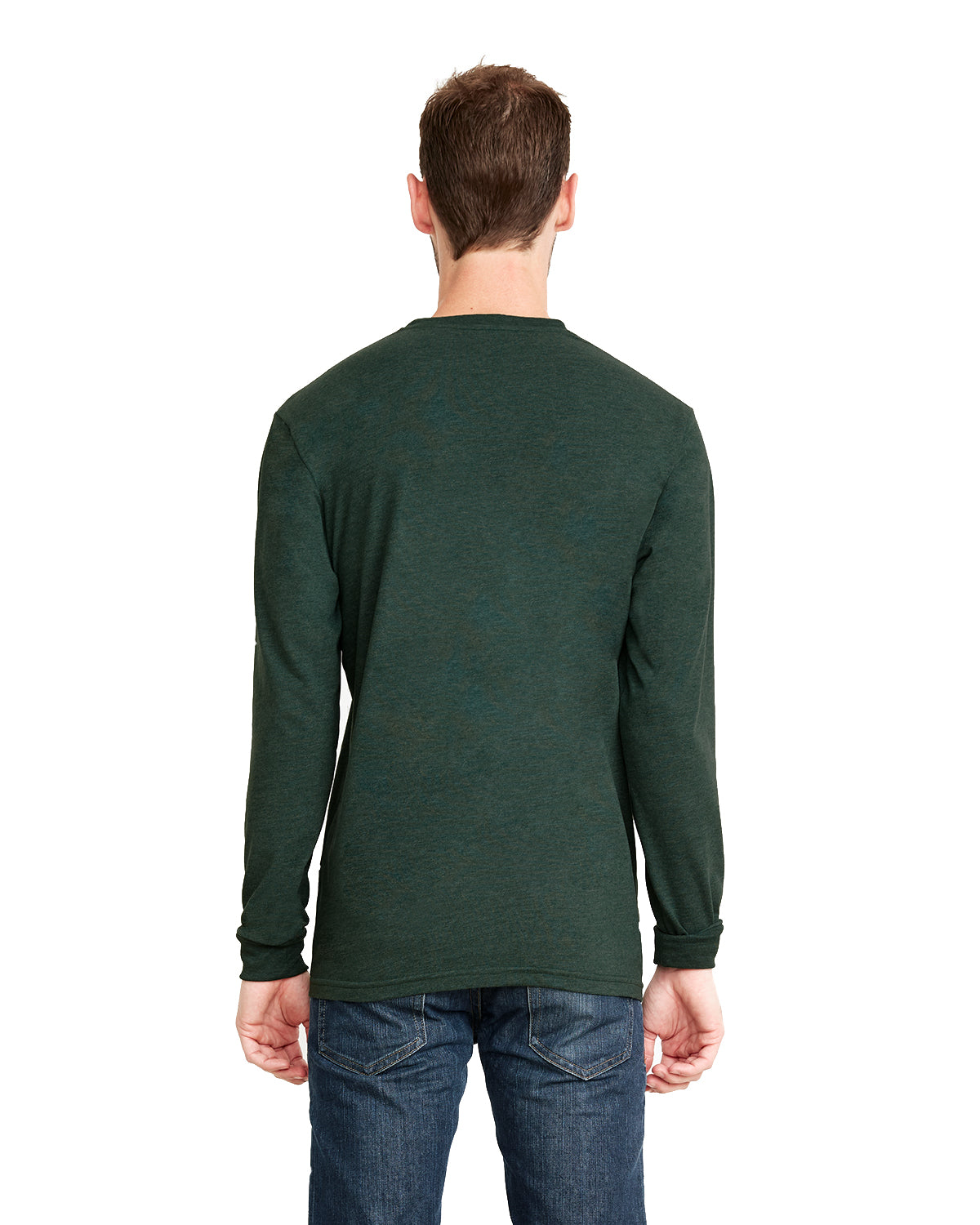 Unisex Sueded Long-Sleeve Crew - Heather Forest Green