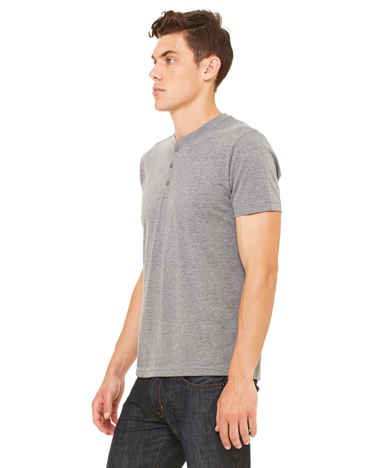Men's Triblend Short-Sleeve Henley - Gray Triblend