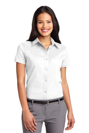 Women's Short Sleeve Easy Care Shirt - White / Light Stone
