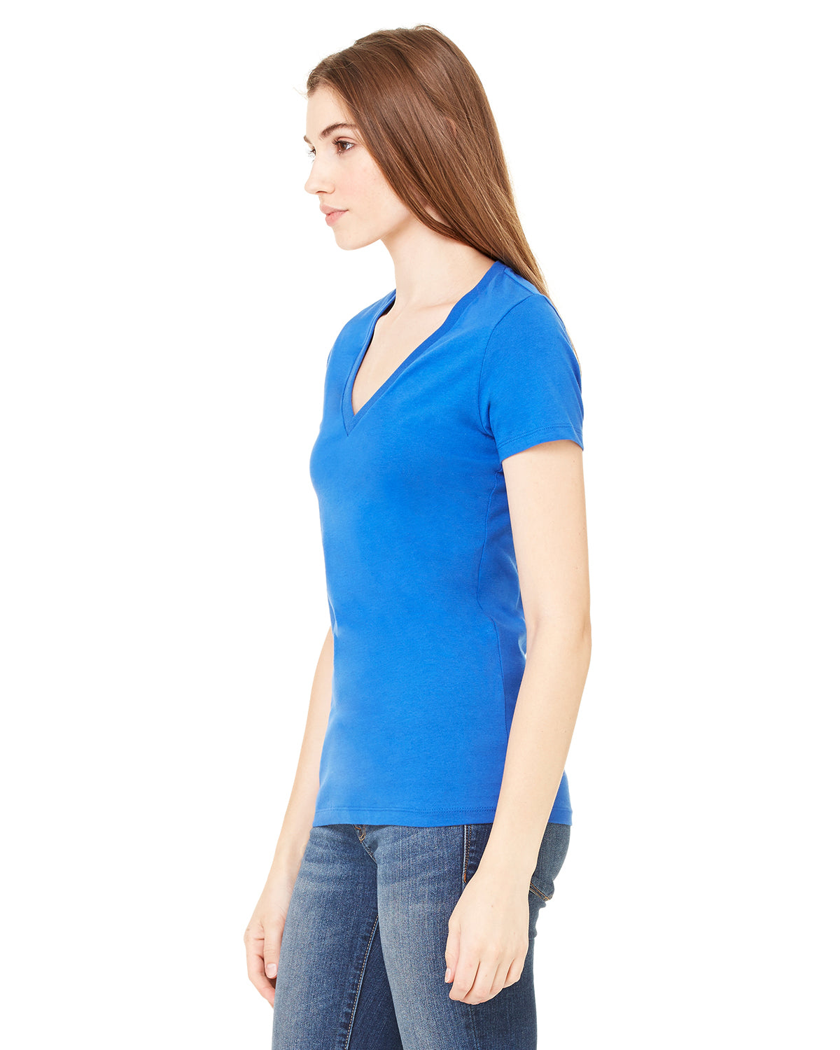 Ladies' Jersey Short-Sleeve Deep V-Neck T-Shirt - True Royal