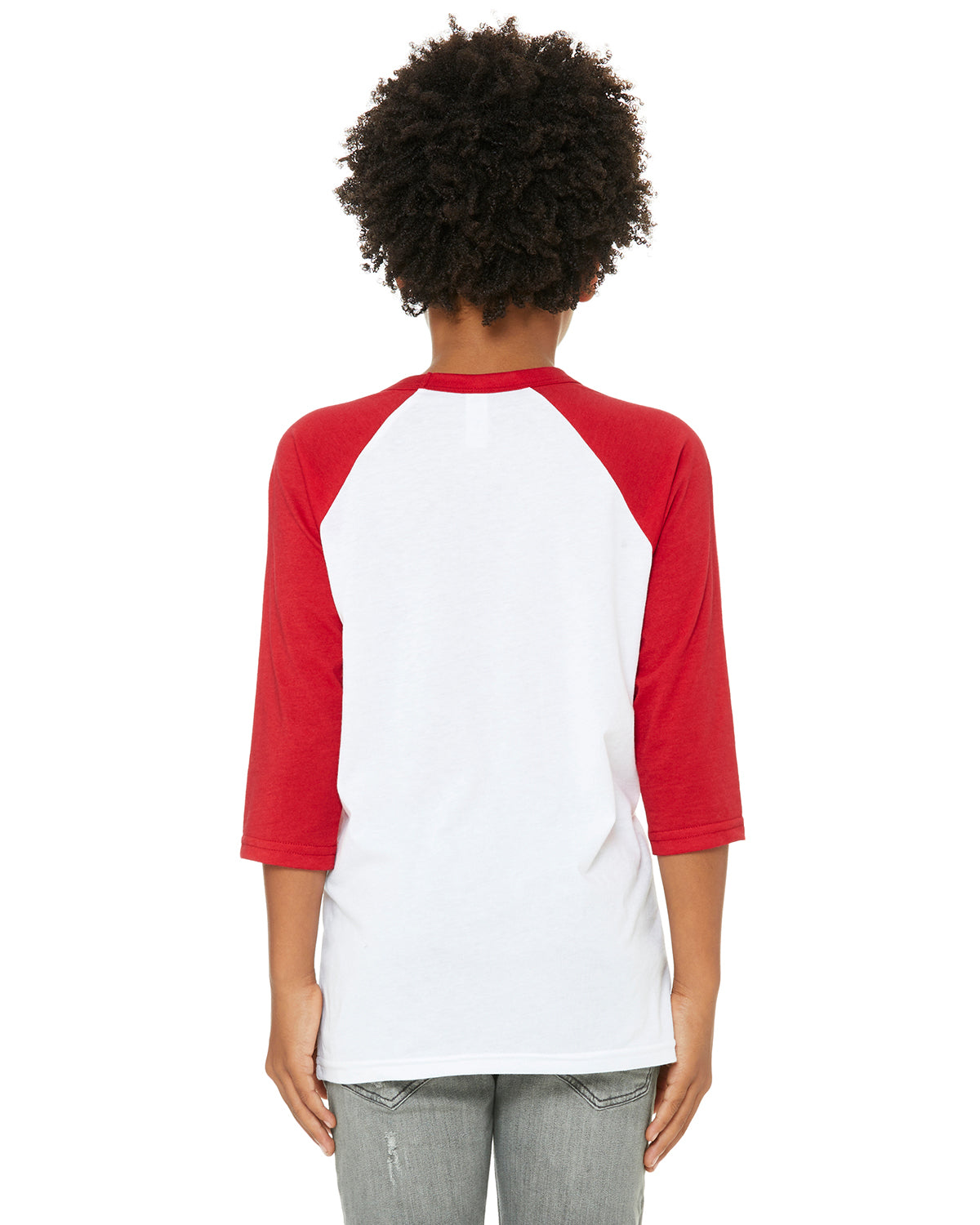 Youth 3/4-Sleeve Baseball T-Shirt - White / Red