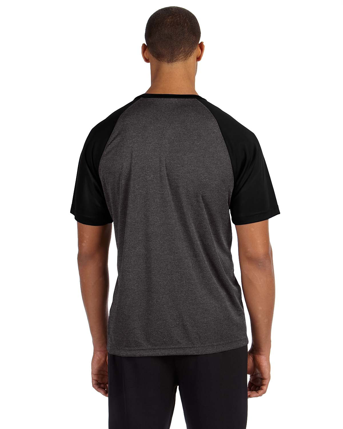 Unisex Performance Short-Sleeve Raglan T-Shirt - Dark Gray Heather / Black