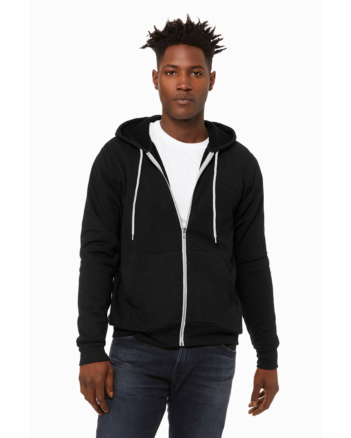 Unisex Poly-Cotton Sponge Fleece Full-Zip Hoodie - Heather Black