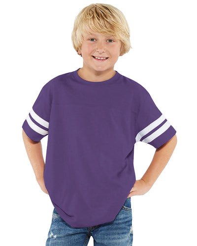 Youth Football Fine Jersey T-Shirt - Vintage Purple / Blend White