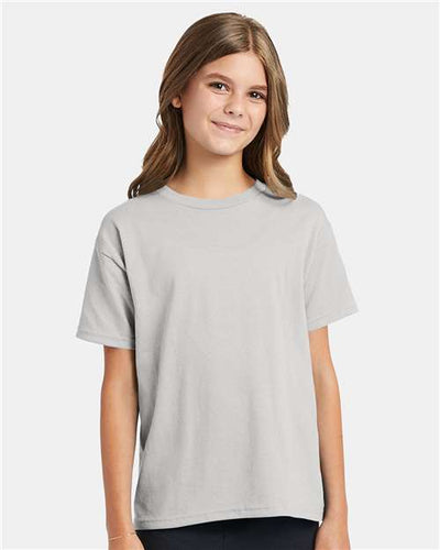 Hanes 5370 Ash — on model front