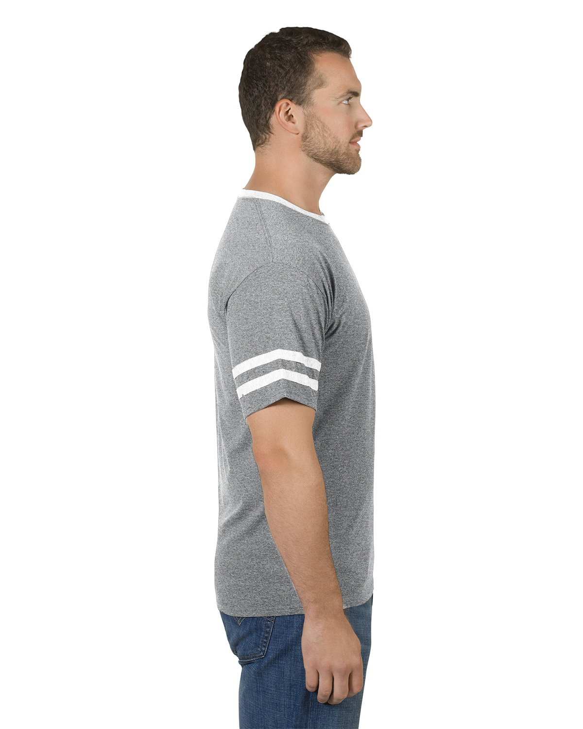 Unisex TRI-BLEND Varsity Ringer T-Shirt - Oxford / White