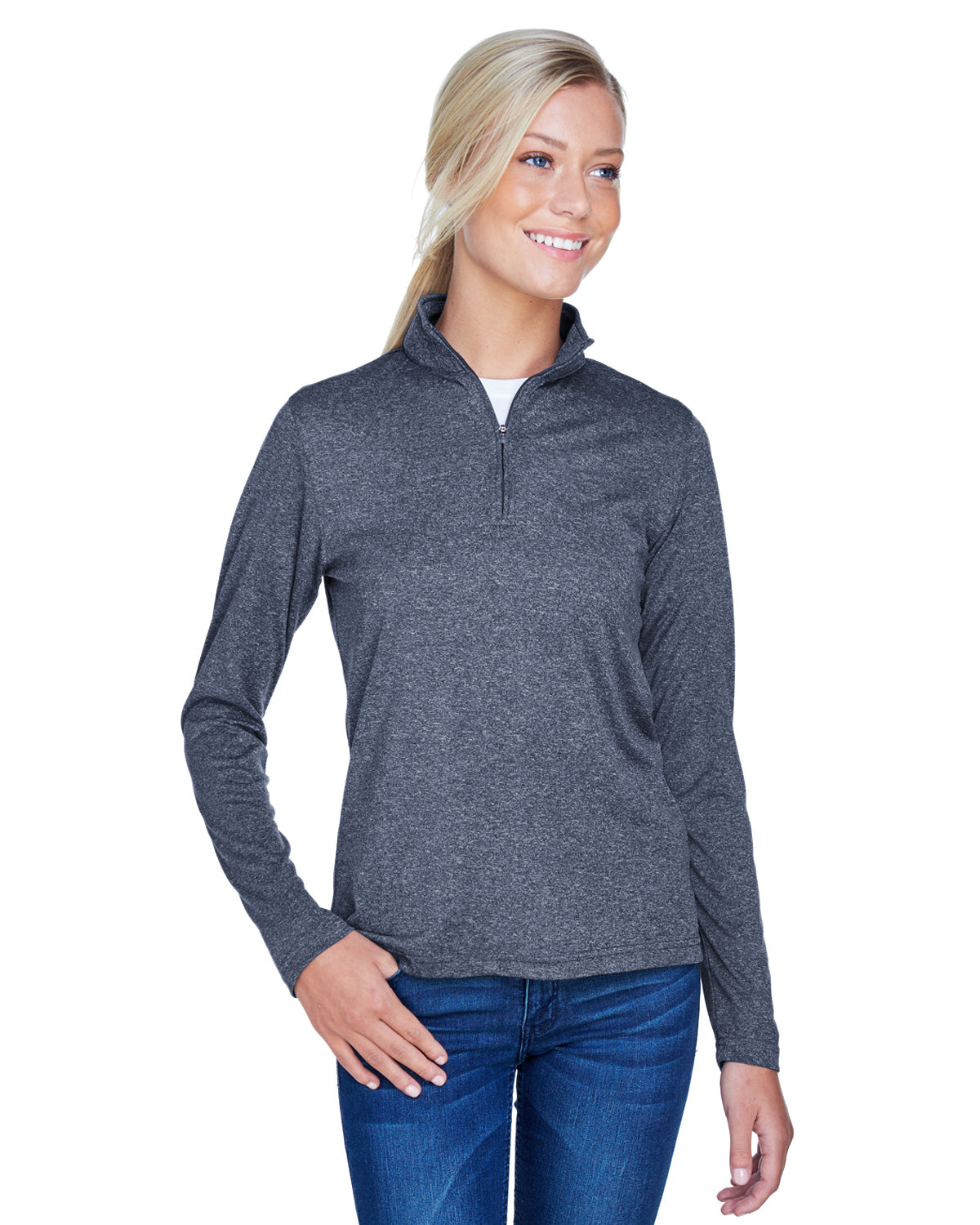 Women's Cool & Dry Heathered Performance Quarter-Zip - Navy Heather