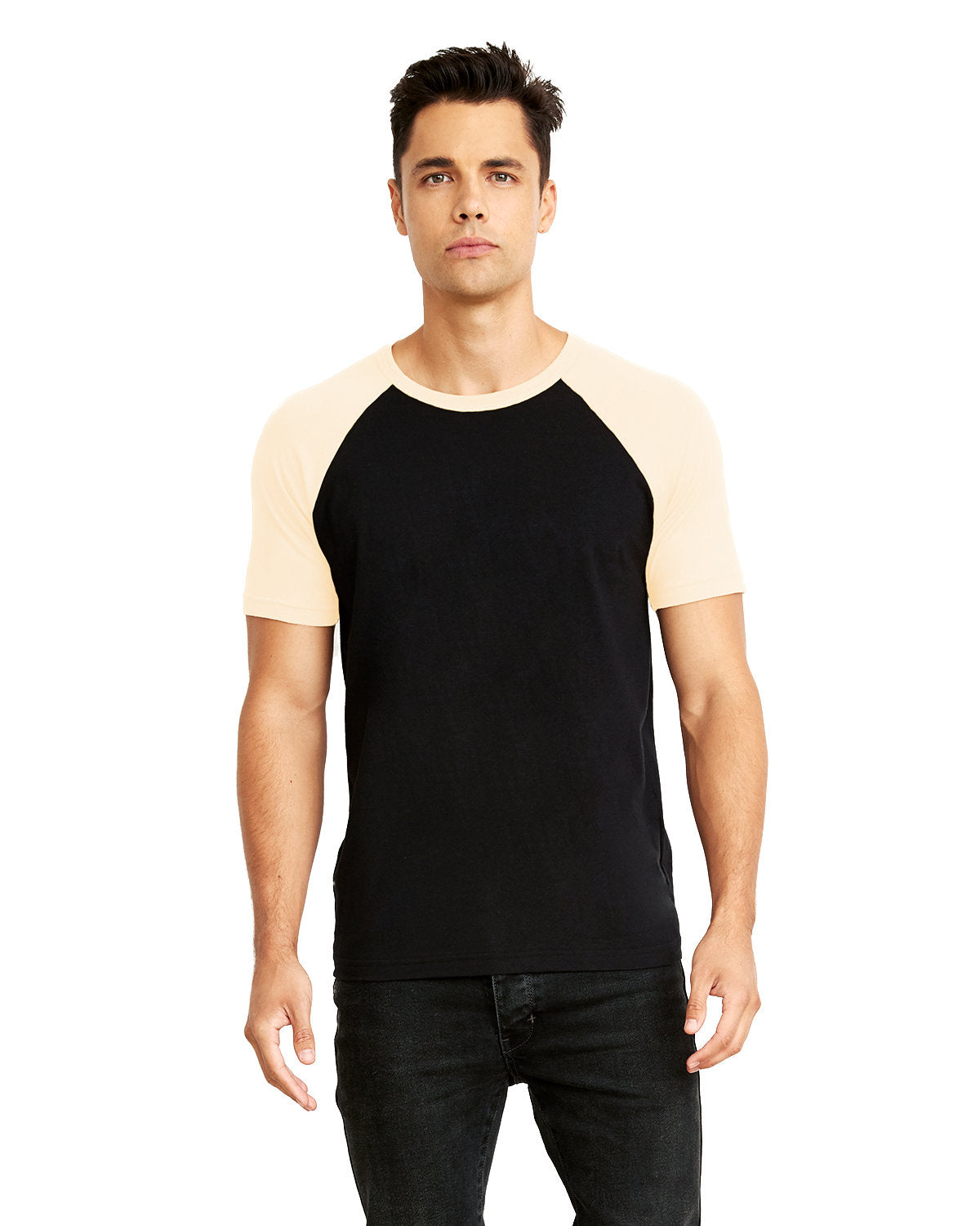 Unisex Raglan Short-Sleeve T-Shirt - Natural / Black