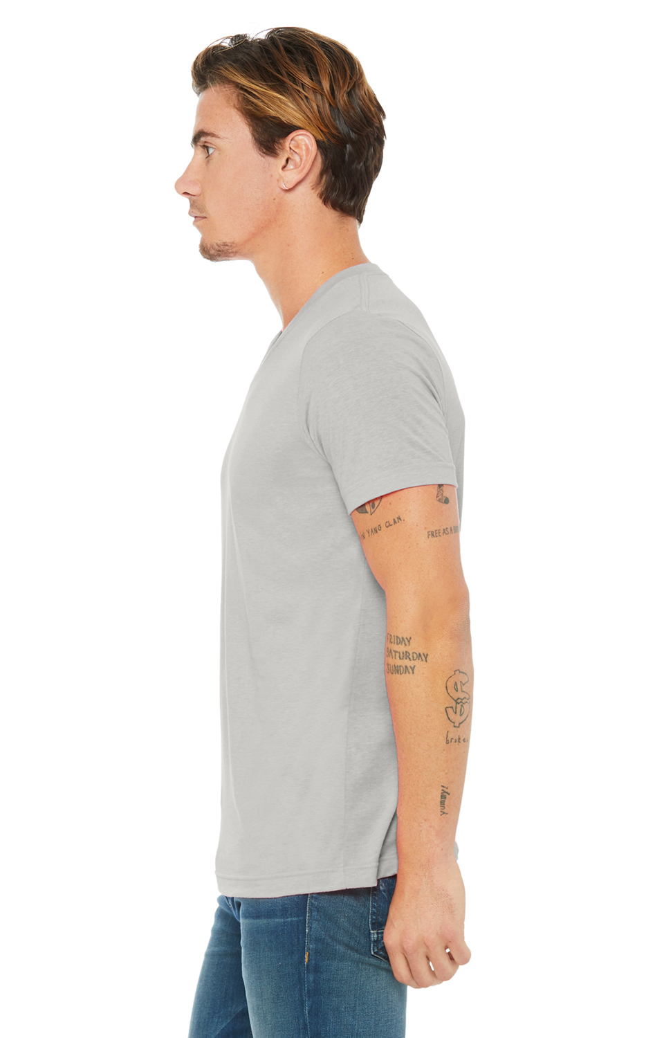 Unisex Jersey Short-Sleeve V-Neck T-Shirt - Silver