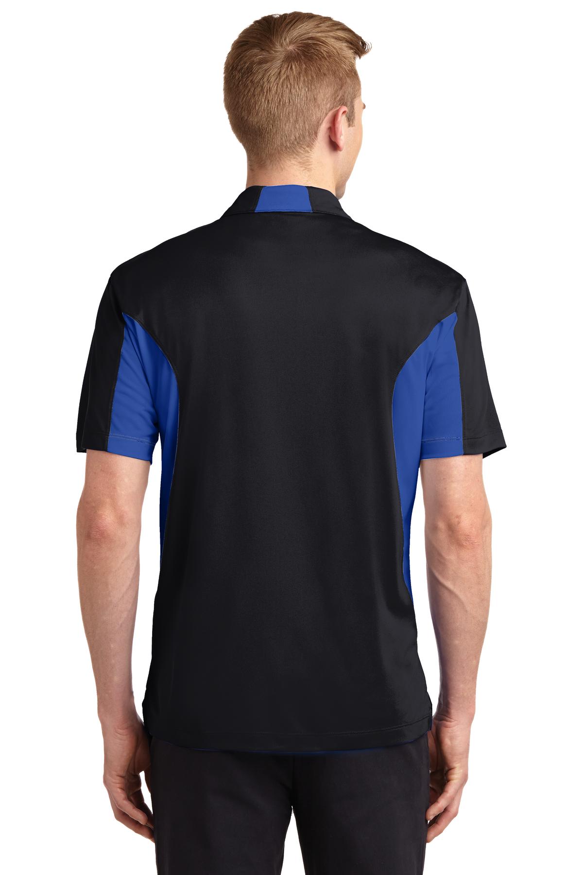 Men's Side Blocked Micropique Sport-Wick Polo - Black / True Royal