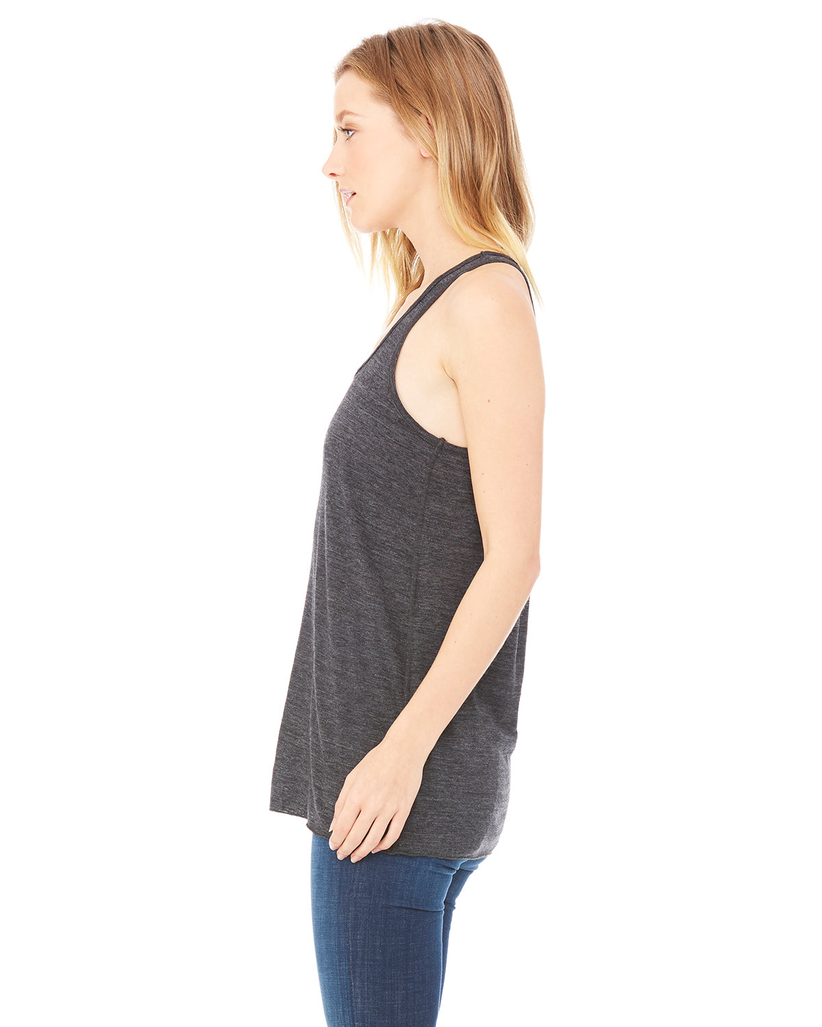 Women's Flowy Racerback Tank - Charcoal Black Slub