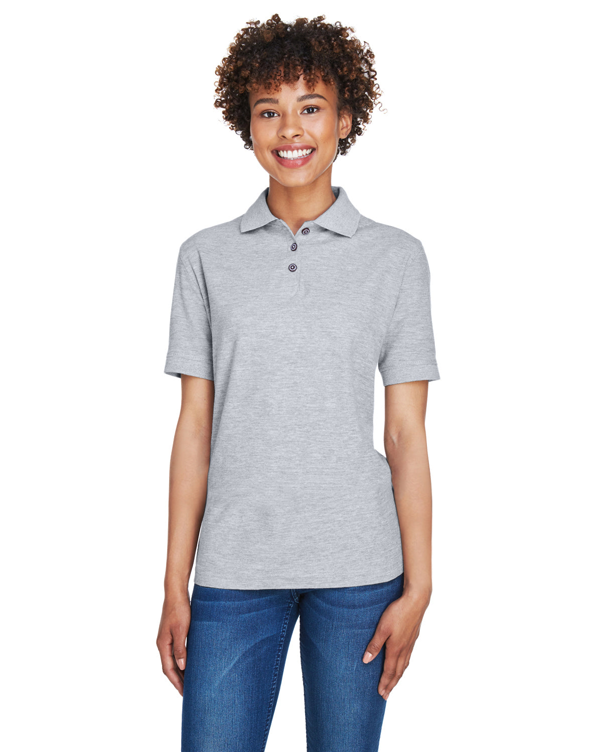 Women's Whisper Piqué Polo - Heather Gray