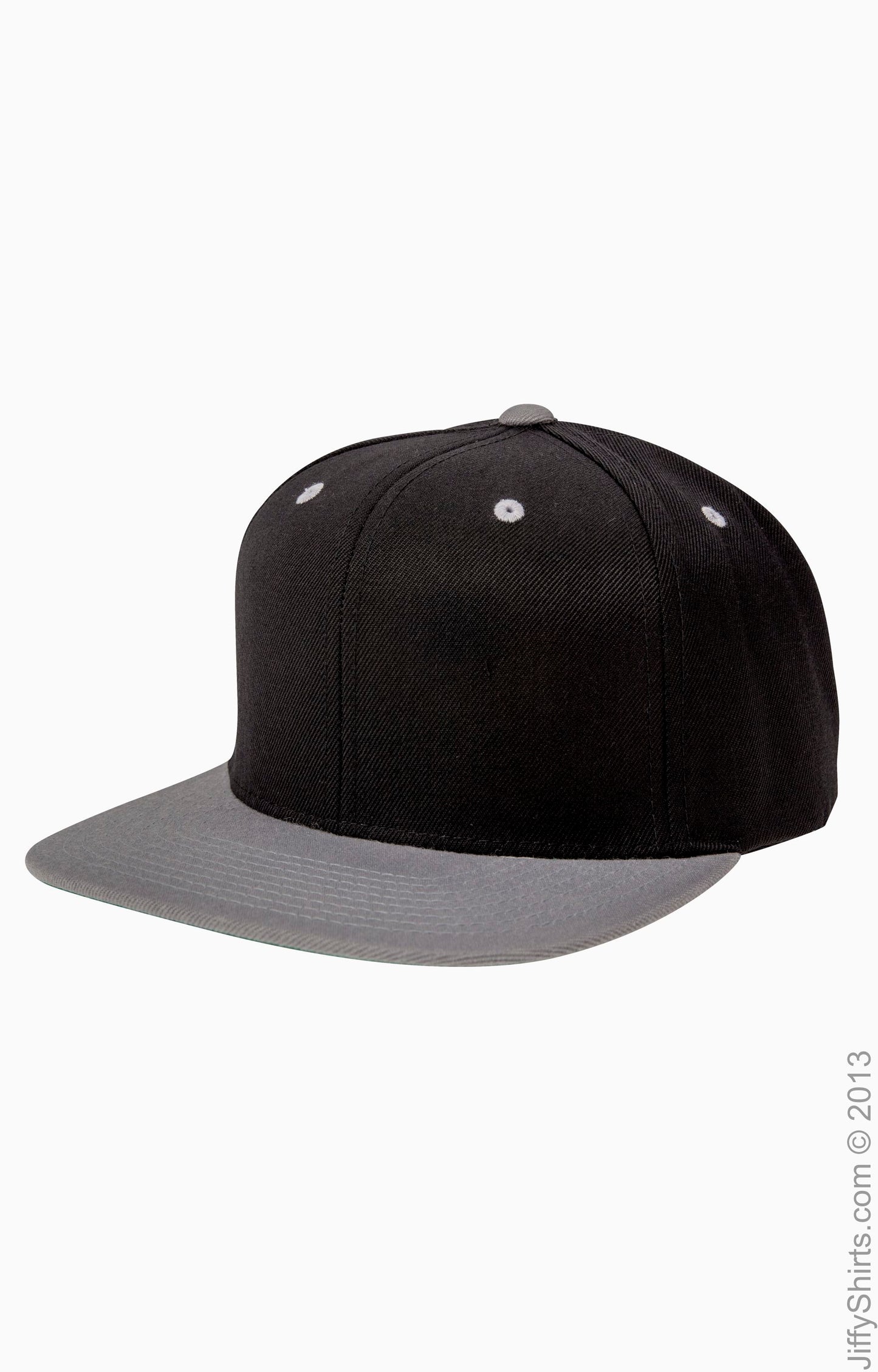 Unisex 6-Panel Structured Flat Visor Classic Snapback - Black / Silver