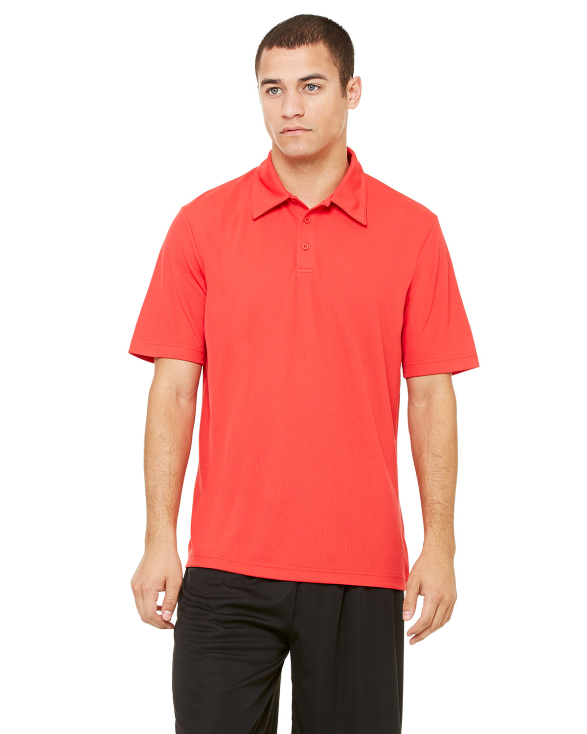 Unisex Performance Three-Button Mesh Polo - Sport Red