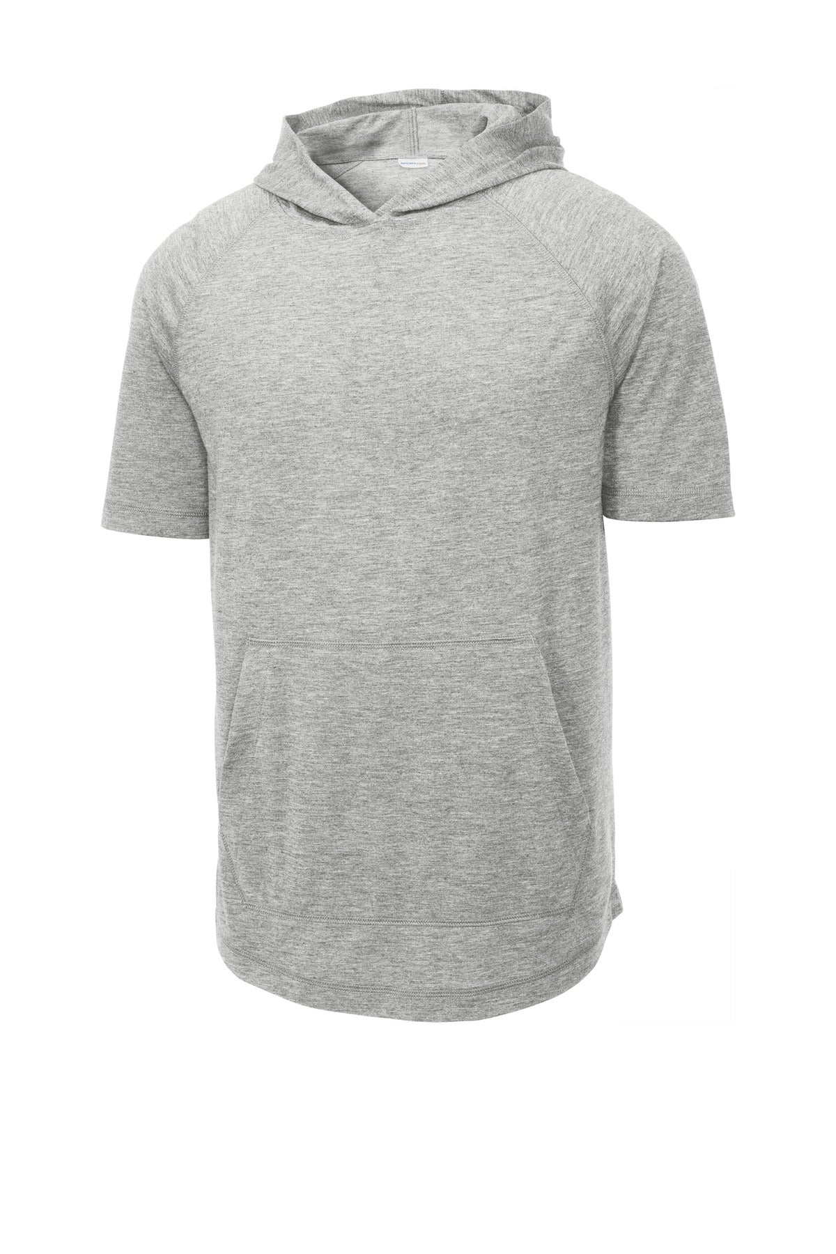 Unisex PosiCharge Tri-Blend Wicking Short Sleeve Hoodie - Light Gray Heather