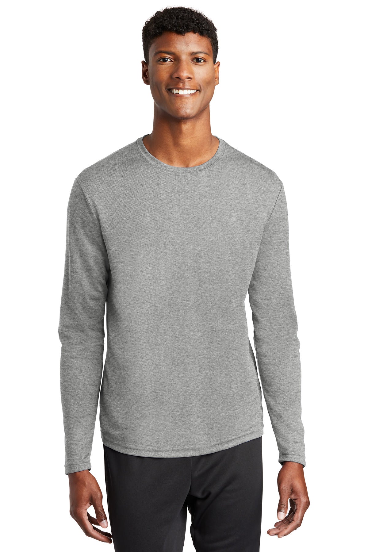 Unisex PosiCharge RacerMesh Long Sleeve Tee - Gray Heather