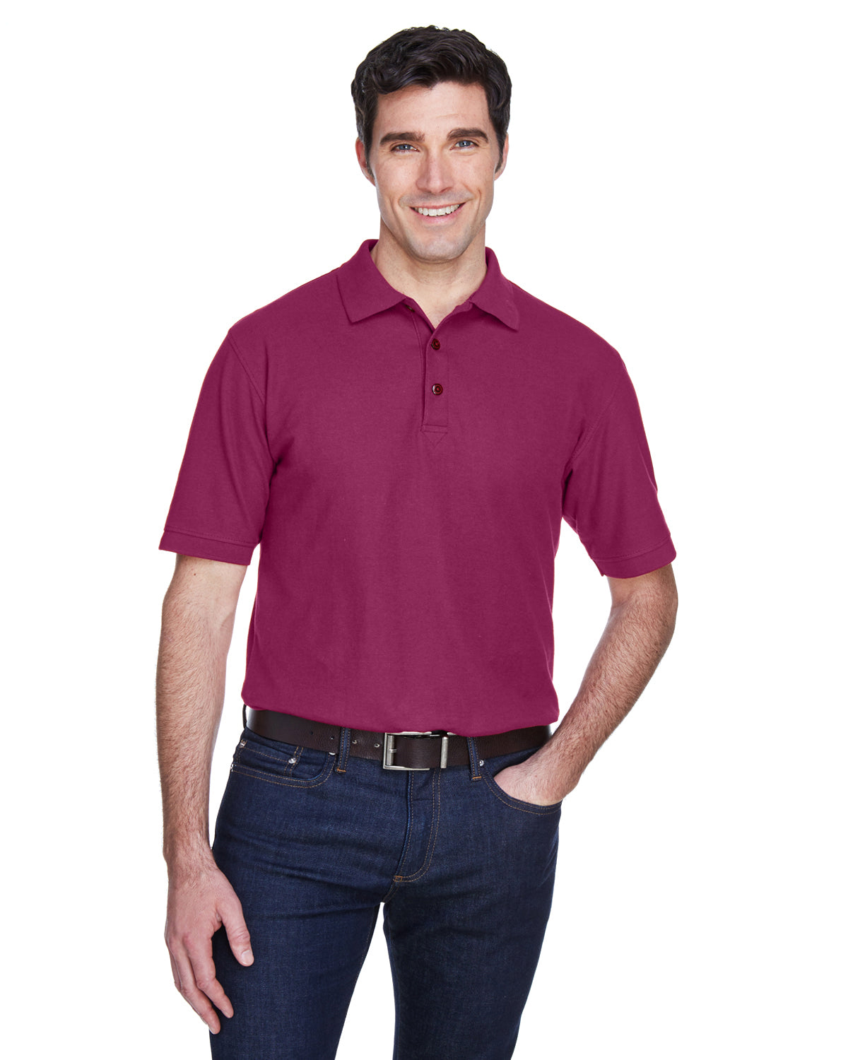Men's Whisper Piqué Polo - Wine