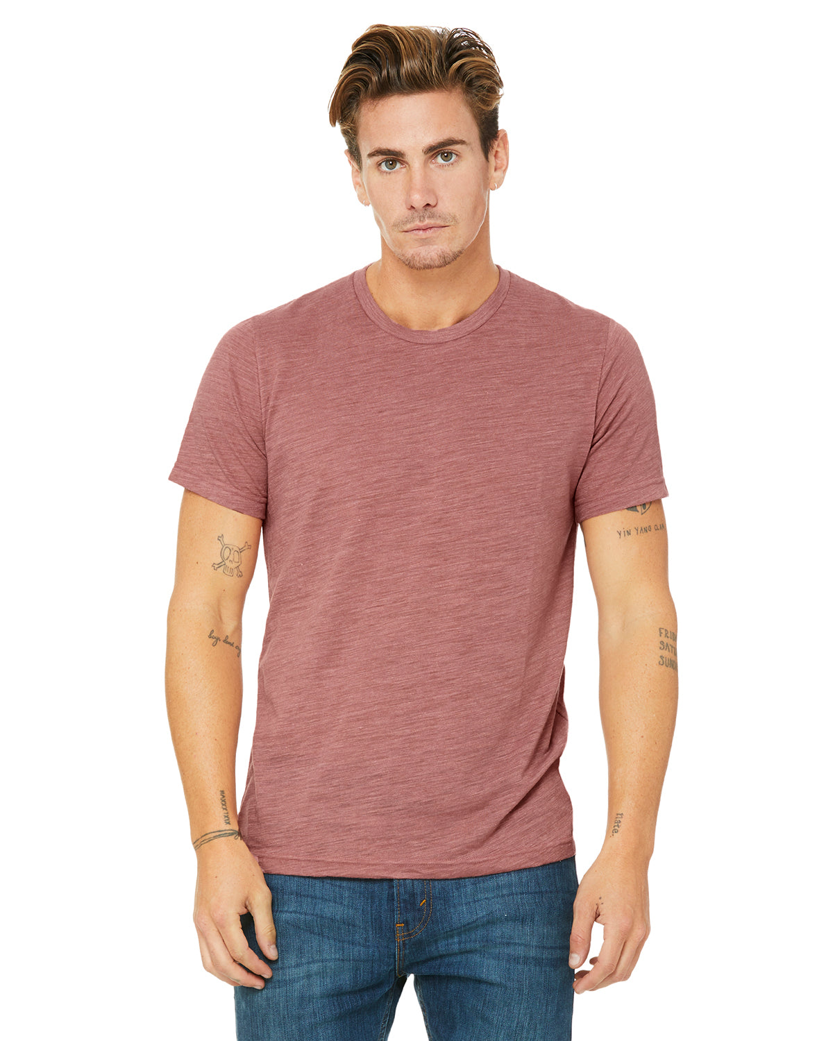 Unisex Poly-Cotton Short-Sleeve T-Shirt - Mauve Slub