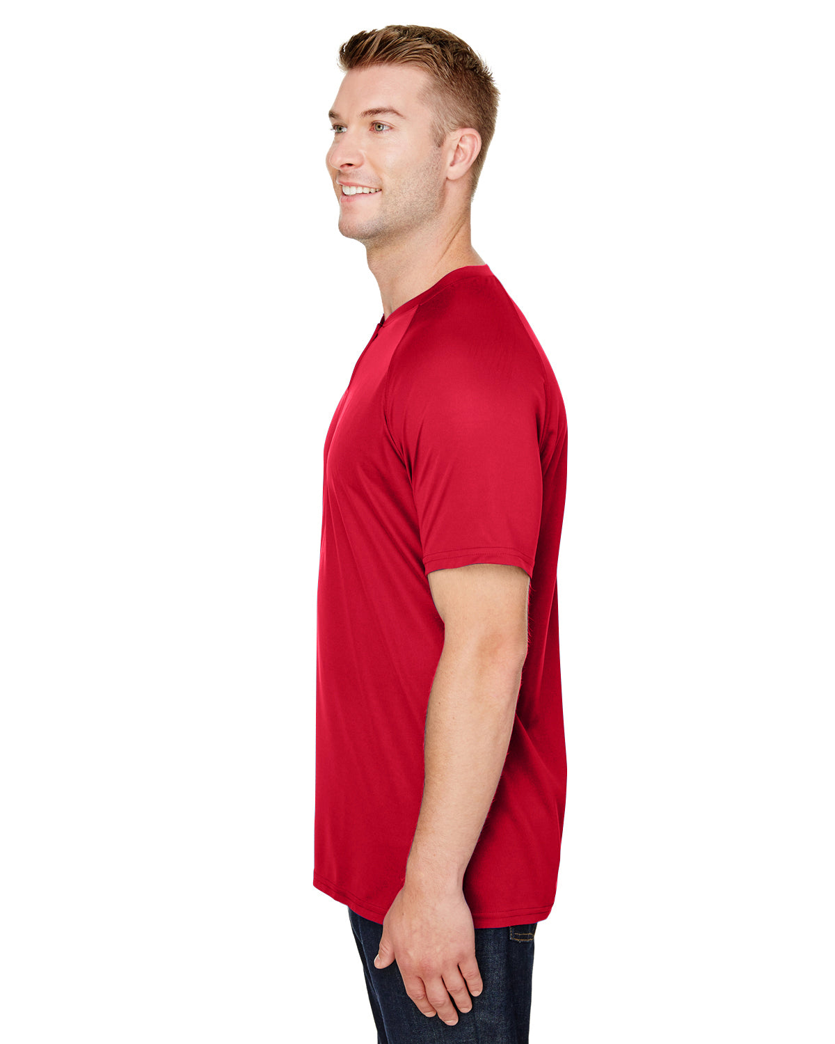 Unisex Attain 2-Button Baseball Jersey - Red