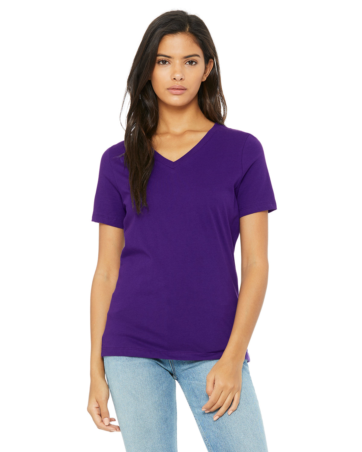 Women's Relaxed Jersey V-Neck T-Shirt - Team Purple