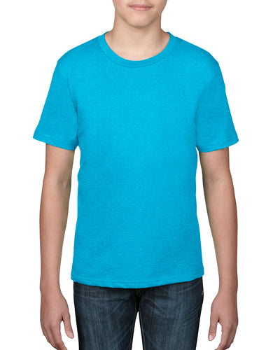 Youth Lightweight T-Shirt - Heather Caribbean Blue