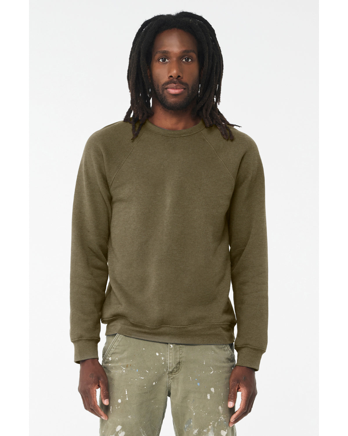 Unisex Sponge Fleece Raglan Sweatshirt - Heather Olive