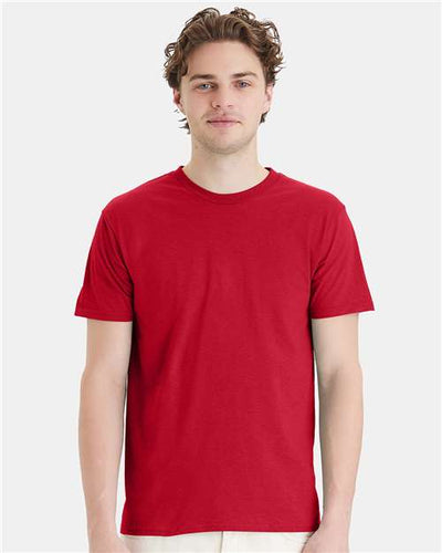Hanes 4980 Deep Red — on model front