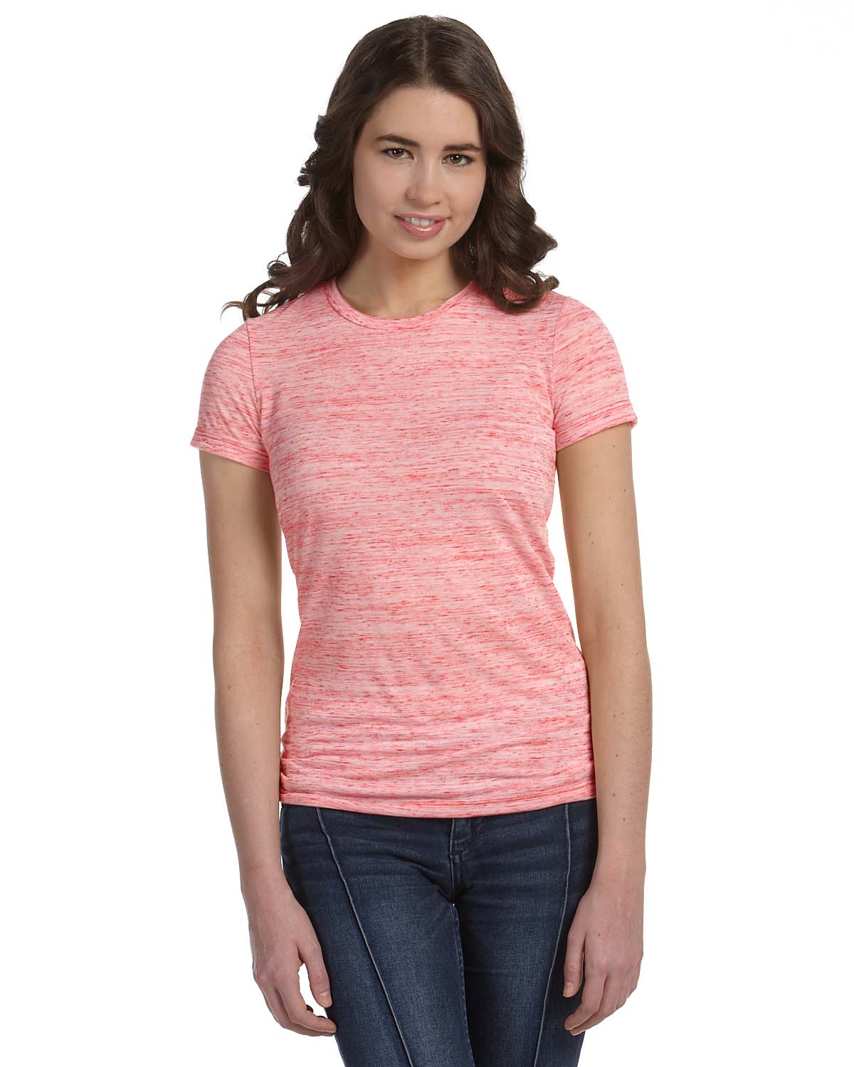 Women's Cotton/Polyester Tee - Red Marble