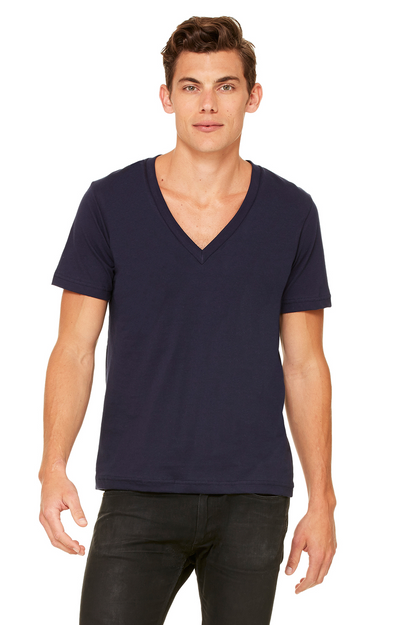 Unisex Deep V-Neck Jersey Tee - Midnight