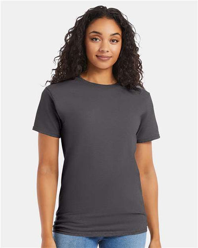 Hanes 5280 Smoke Grey — on model front