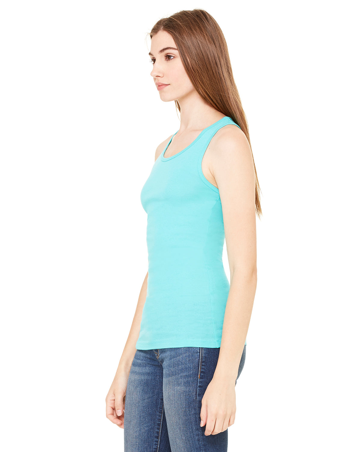 Women's Sheer Mini Rib Racerback Tank - Teal