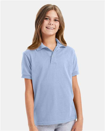 Hanes 054Y Light Blue — on model front