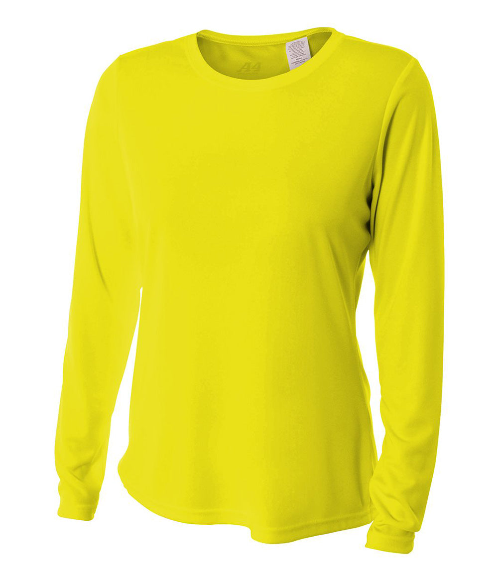 Women's Long Sleeve Cooling Performance Crew Shirt - Safety Yellow