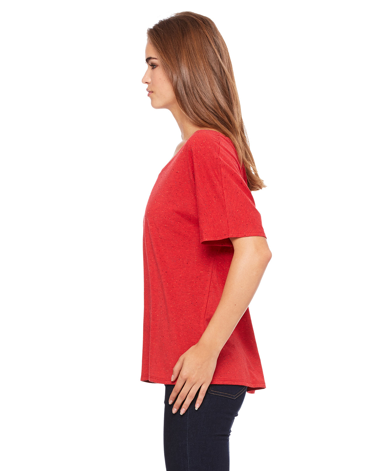 Women's Slouchy T-Shirt - Red Speckled