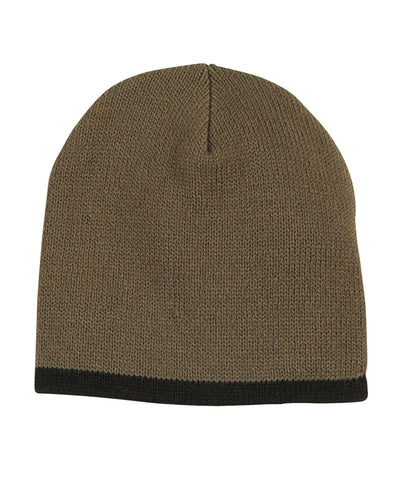 Knit Beanie - Olive / Black