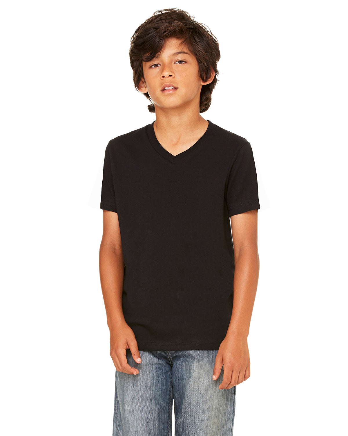 Youth Jersey Short-Sleeve V-Neck T-Shirt - Black