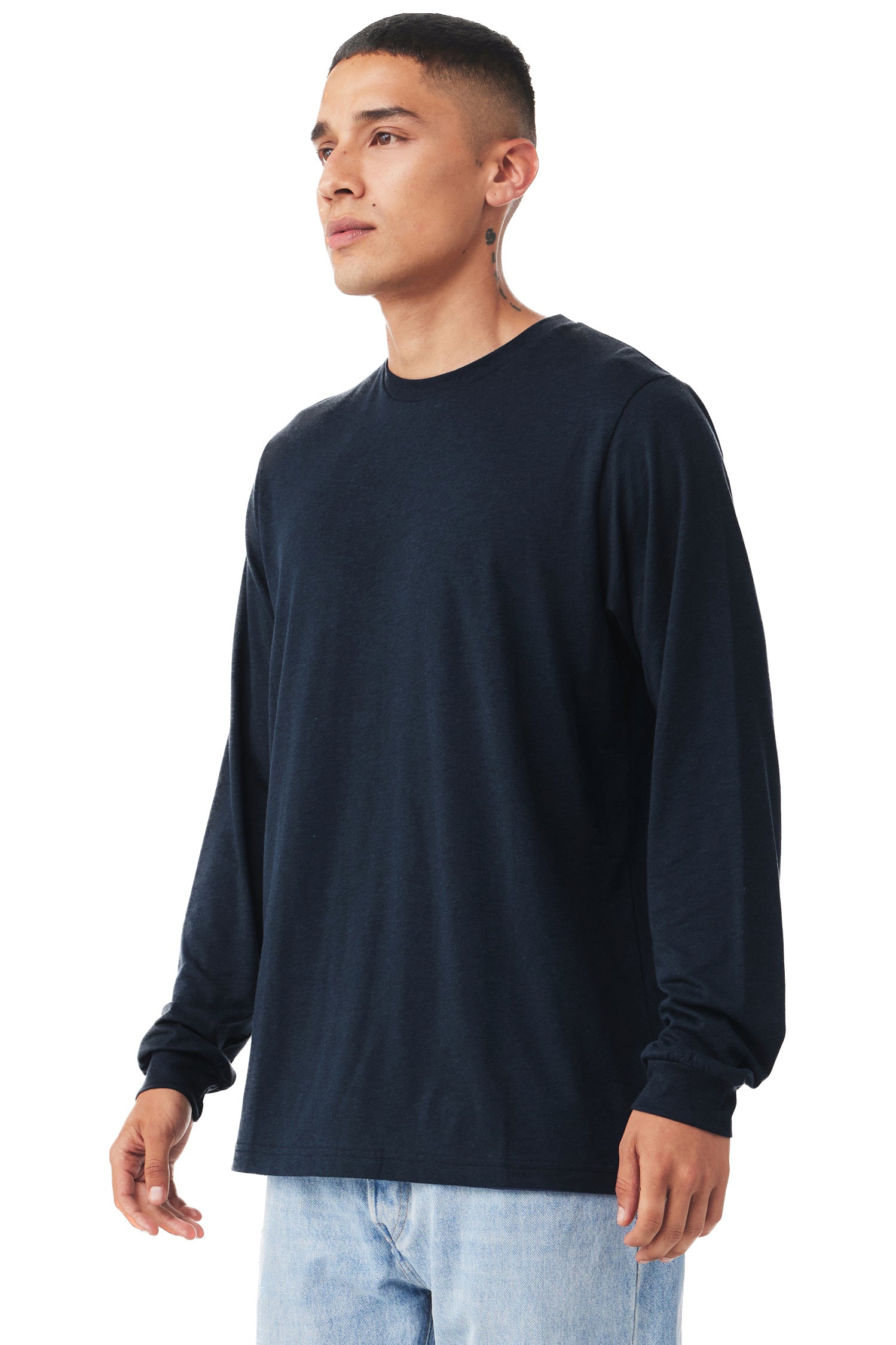 Unisex Jersey Long-Sleeve T-Shirt - Solid Navy Triblend