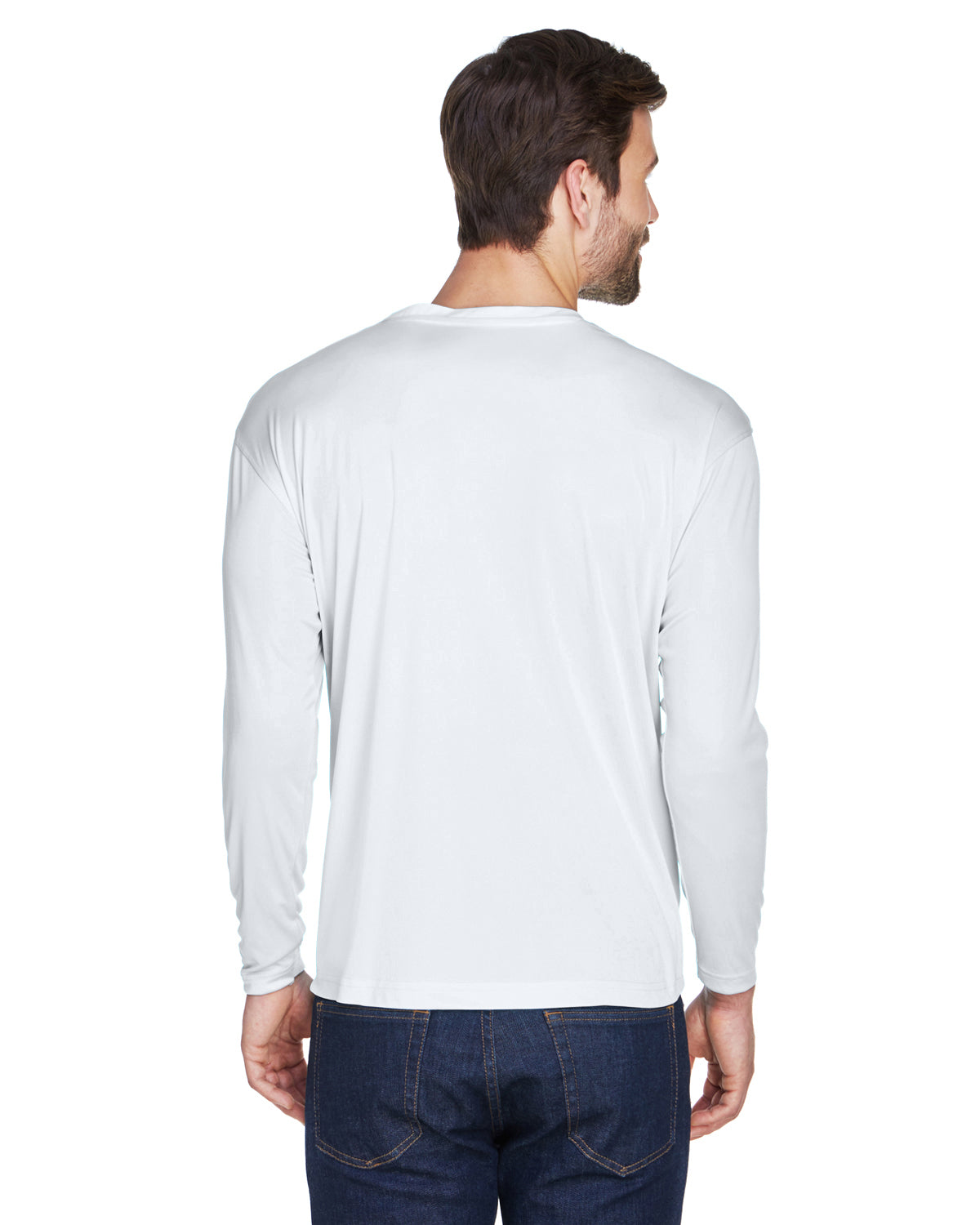 Unisex Cool & Dry Sport Long-Sleeve Performance Interlock T-Shirt - White