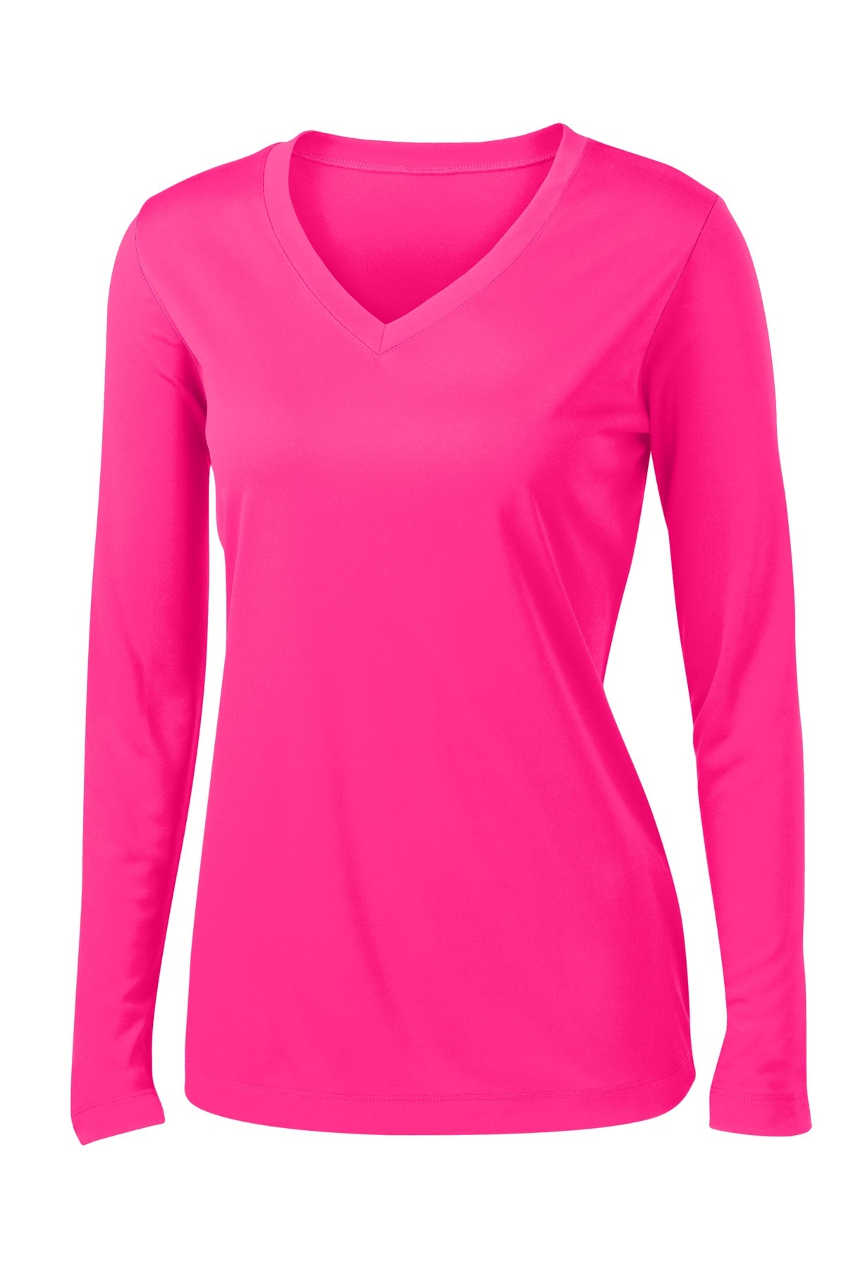 Women's Long Sleeve PosiCharge Competitor V-Neck Tee - Neon Pink